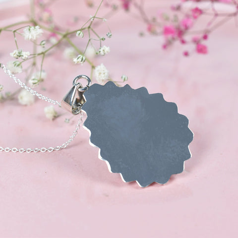 Handmade Spiny Oyster Turquoise & Sterling Silver Pendant Necklace with 18 Inch Adjustable Chain