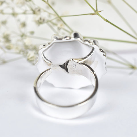 Handmade Cubic Zirconia, Turquoise & Sterling Silver Adjustable Ring