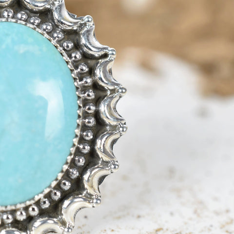 Handmade Turquoise & 925 Sterling Silver Adjustable Ring, Statement Ring for Women