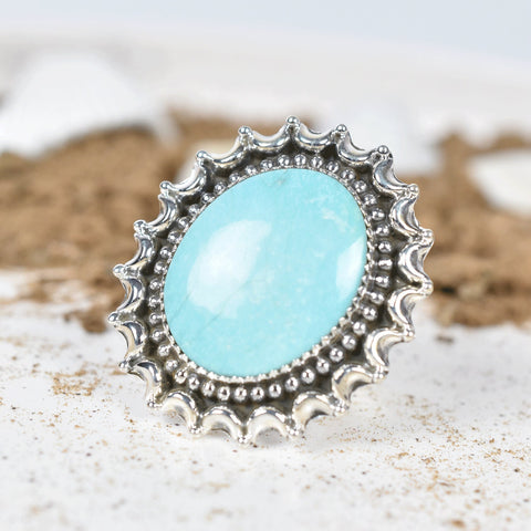 Handmade Turquoise & 925 Sterling Silver Adjustable Ring