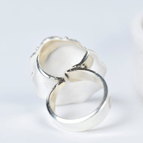 Handmade Turquoise & 925 Sterling Silver Adjustable Ring, Statement Ring for Women