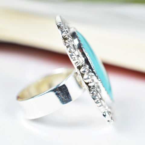 Handmade Turquoise & 925 Sterling Silver Adjustable Ring