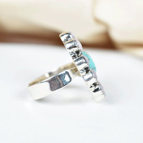 Handmade Pink Opal & Turquoise Sterling Silver Adjustable Ring