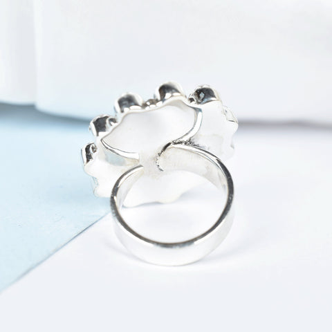 Handmade Pink Opal & Turquoise Sterling Silver Adjustable Ring
