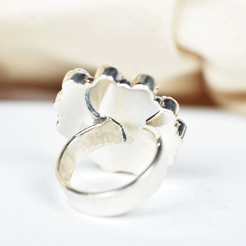 Handmade Pink Opal & Sterling Silver Adjustable Ring, Turquoise Statement Ring for Women