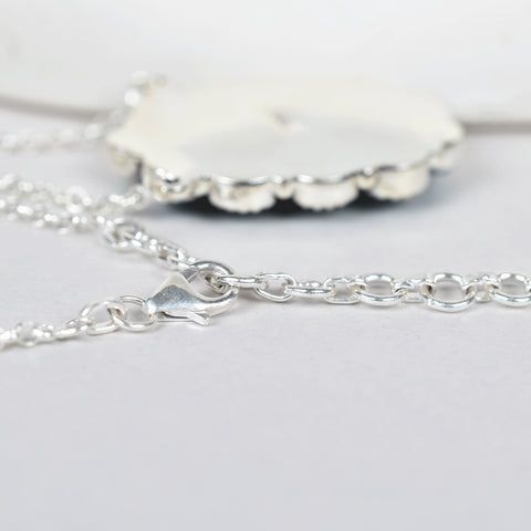 Handmade Aurora Opal, Zebra Jasper & Sterling Silver Necklace with 18 Inch Adjustable Chain