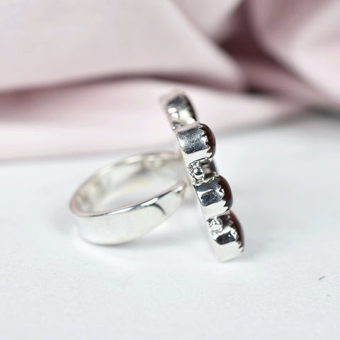 Handmade Amber & Sterling Silver Adjustable Ring, Cluster Ring for Women