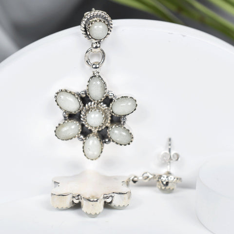 Handmade Glow Stone & Sterling Silver Post Dangle Drop Earrings for Women
