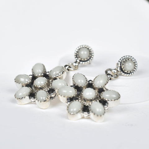 Handmade Glow Stone & Sterling Silver Post Dangle Drop Earrings for Women