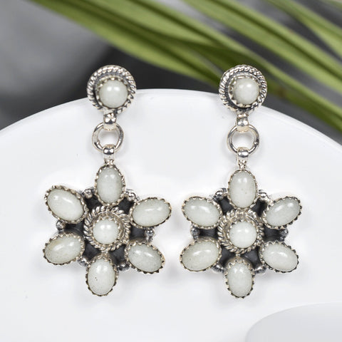 Handmade Glow Stone & Sterling Silver Post Dangle Drop Earrings for Women