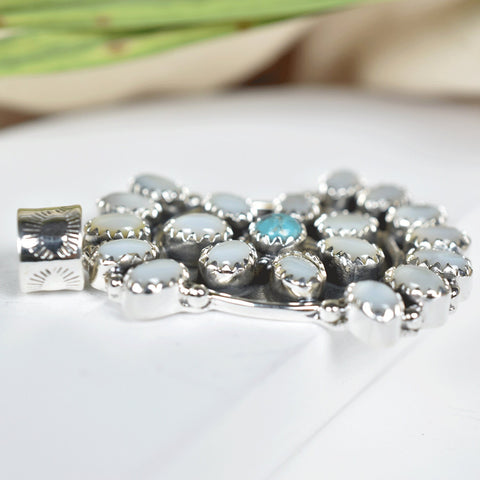 Sterling Silver Turquoise & Mother of Pearl Pendant Necklace
