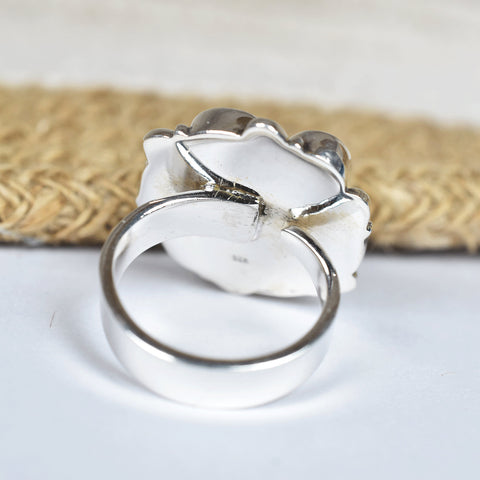 Handmade Turquoise & Opal Sterling Silver Adjustable Ring