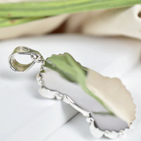 Sterling Silver Turquoise & Mother of Pearl Pendant Necklace