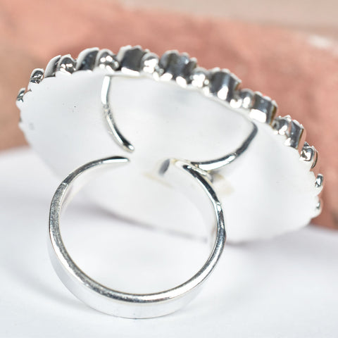 Handmade Turquoise & Aurora Opal 925 Sterling Silver Adjustable Ring, Statement Ring for Women