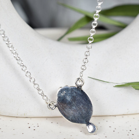 Handmade Pink Opal & Sterling Silver Necklace with 18 Inch Adjustable Chain