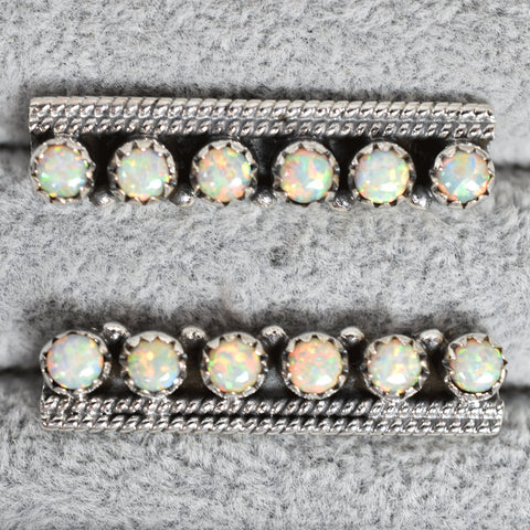 Opal Bar Earrings in Sterling Silver: Handmade Boho Jewelry