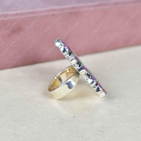 Handmade Mother of Pearl & Aurora Opal Sterling Silver Adjustable Ring