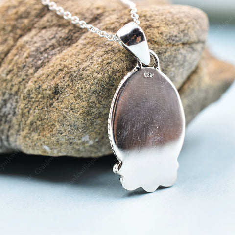 Handmade Mother of Pearl & Sterling Silver Pendant with 18 Inch Adjustable Chain