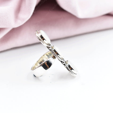 Handmade Mother of Pearl & Sterling Silver Crawler Ring, Adjustable Statement Ring for Women