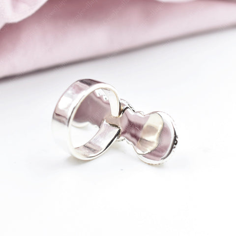 Handmade Mother of Pearl & Sterling Silver Crawler Ring, Adjustable Statement Ring for Women