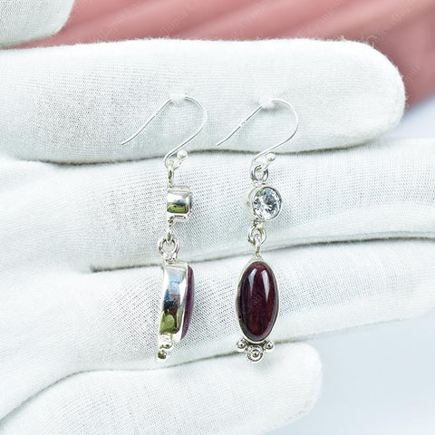 Handmade Purple Spiny Turquoise, CZ & Sterling Silver Dangle Drop Earrings for Women