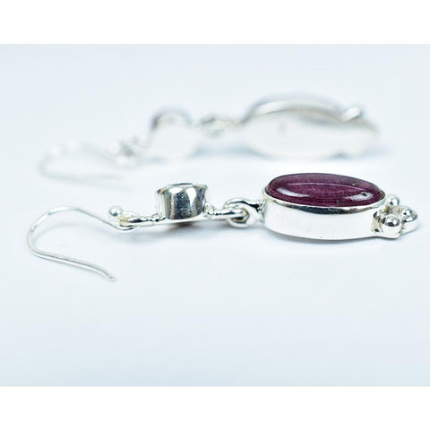 Handmade Purple Spiny Turquoise, CZ & Sterling Silver Dangle Drop Earrings for Women