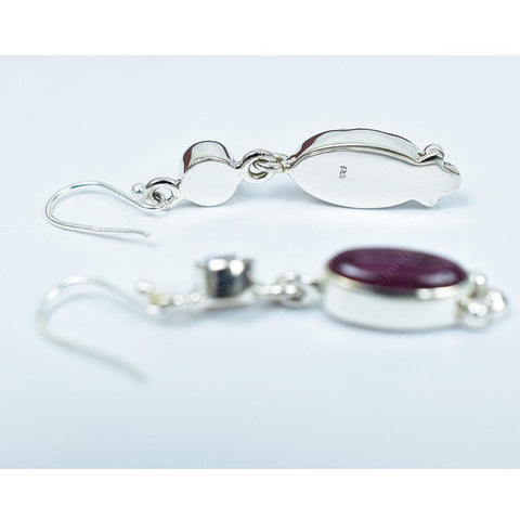 Handmade Purple Spiny Turquoise, CZ & Sterling Silver Dangle Drop Earrings for Women
