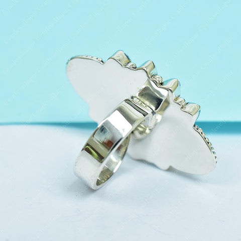 Handmade Turquoise & Ethiopian Opal 925 Sterling Silver Adjustable Ring