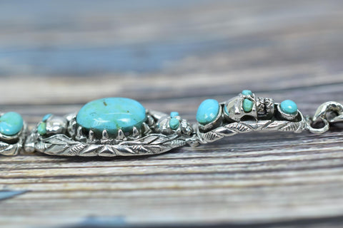 Handmade Turquoise & Sterling Silver Adjustable Cuff Bangle