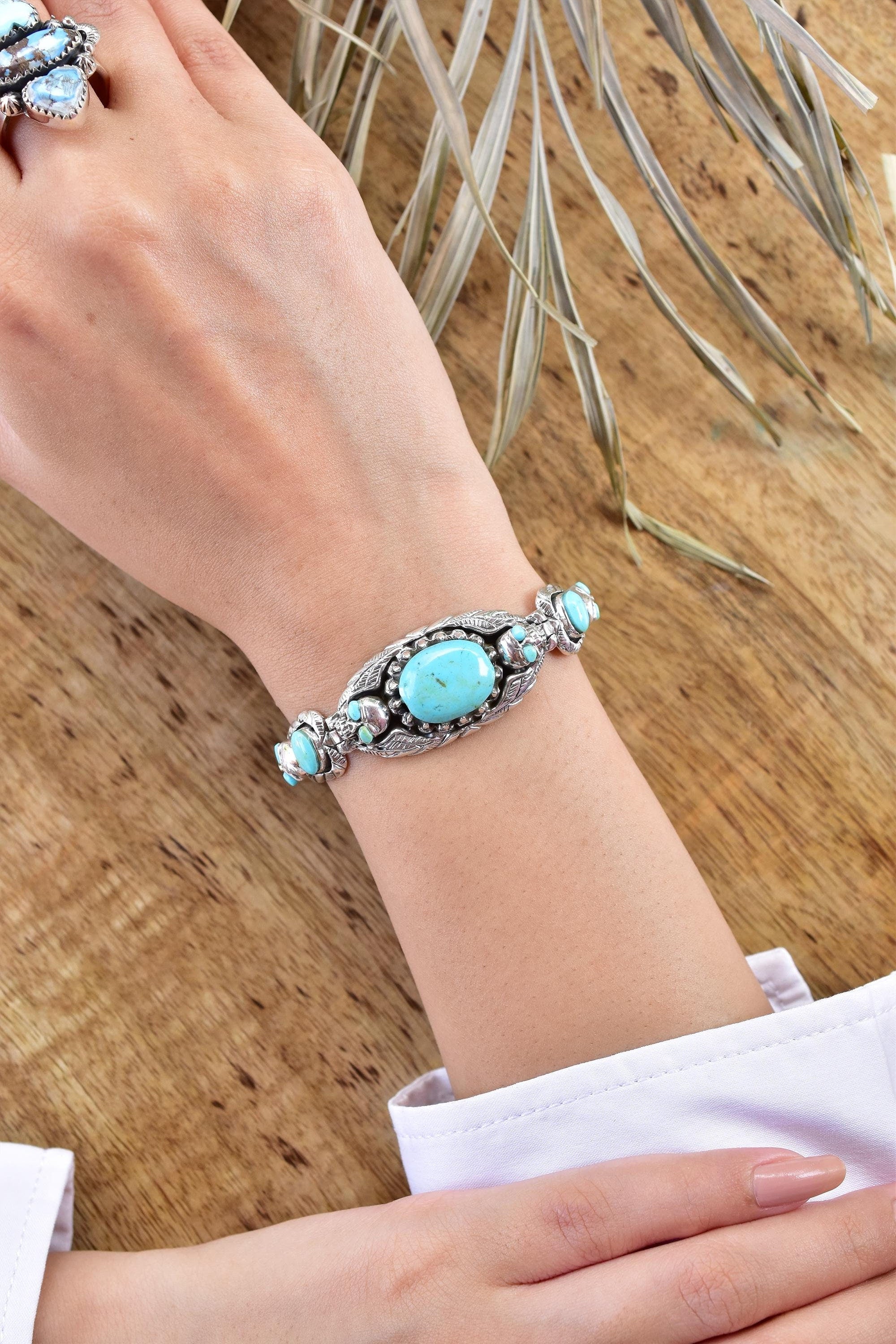 Handmade Turquoise & Sterling Silver Adjustable Cuff Bangle