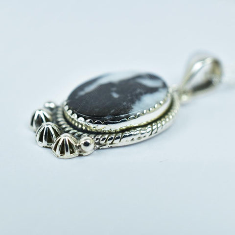 Handmade Zebra Jasper & Sterling Silver Pendant Necklace with 18 Inch Adjustable Chain