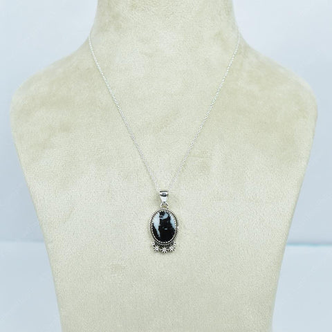 Handmade Zebra Jasper & Sterling Silver Pendant Necklace with 18 Inch Adjustable Chain