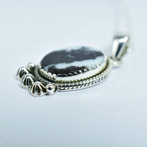 Handmade Zebra Jasper & Sterling Silver Pendant Necklace with 18 Inch Adjustable Chain