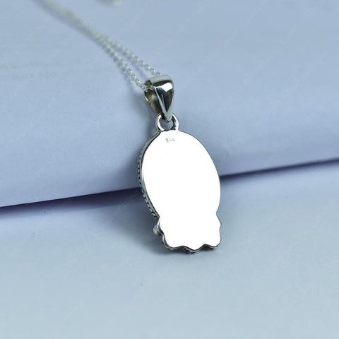 Handmade Zebra Jasper & Sterling Silver Pendant Necklace with 18 Inch Adjustable Chain