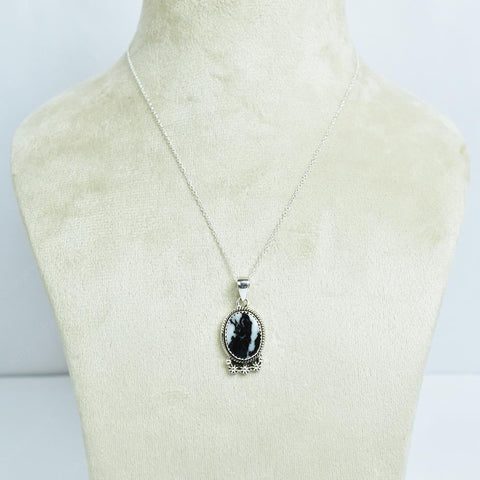 Handmade Zebra Jasper & Sterling Silver Pendant Necklace with 18 Inch Adjustable Chain