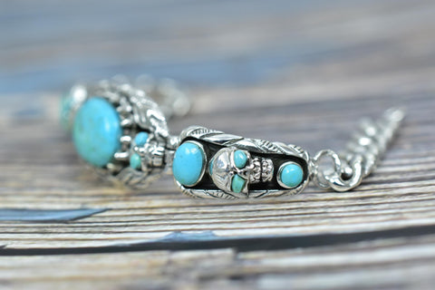 Handmade Turquoise & Sterling Silver Adjustable Cuff Bangle