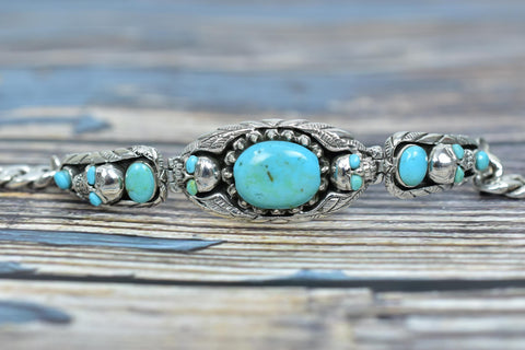 Handmade Turquoise & Sterling Silver Adjustable Cuff Bangle