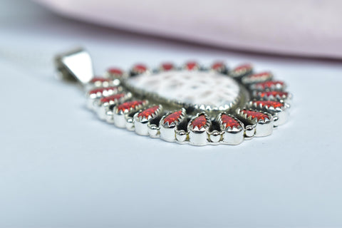 Handmade Larimar Aurora Opal Sterling Silver Pendant Necklace