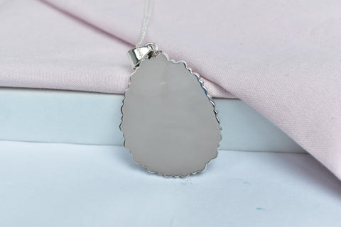 Handmade Larimar Aurora Opal Sterling Silver Pendant Necklace