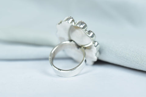 Handmade Arizona Turquoise & Sterling Silver Adjustable Ring, Aurora Opal Cluster Ring for Women