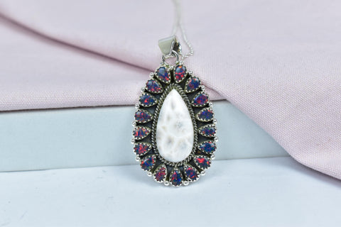 Handmade Pink Larimar Sterling Silver Pendant: Aurora Opal Necklace