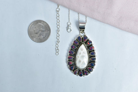 Handmade Pink Larimar Sterling Silver Pendant: Aurora Opal Necklace