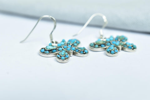 Handmade Turquoise & Sterling Silver Butterfly Earrings