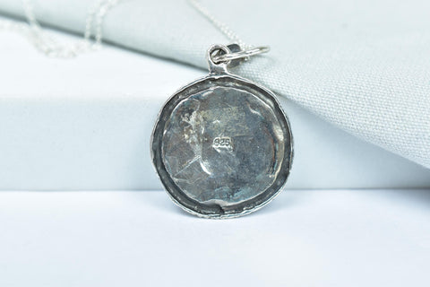 Handmade Turquoise & Sterling Silver Pendant with 18 inch Adjustable Chain