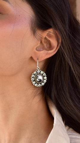 Handmade Zebra Jasper Sterling Silver Earrings with CZ Accents