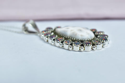 Handmade Pink Larimar Sterling Silver Pendant: Aurora Opal Necklace