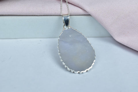 Handmade Pink Larimar Sterling Silver Pendant: Aurora Opal Necklace
