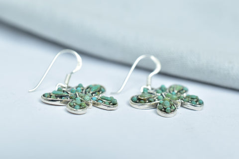 Handmade Turquoise & 925 Sterling Silver Dangle Drop Earrings