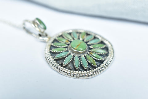 Handmade Turquoise & Sterling Silver Pendant with 18 inch Adjustable Chain