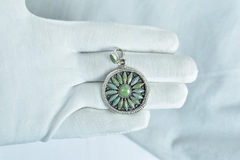 Handmade Turquoise & Sterling Silver Pendant with 18 inch Adjustable Chain